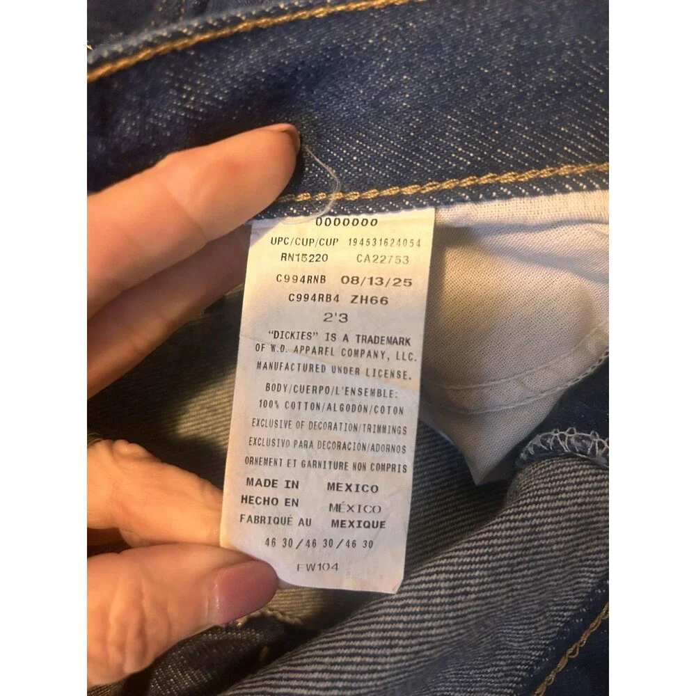 NWT Dickies C994RNB 5-pocket Straight Leg Denim Work Jean 46X30 See Description